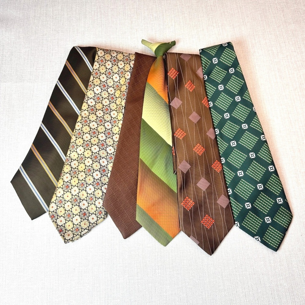 70s Vintage Necktie Bundle 6pc Andhurst Golden K Earth Tones Geometric Wide Ties - Picture 8 of 8